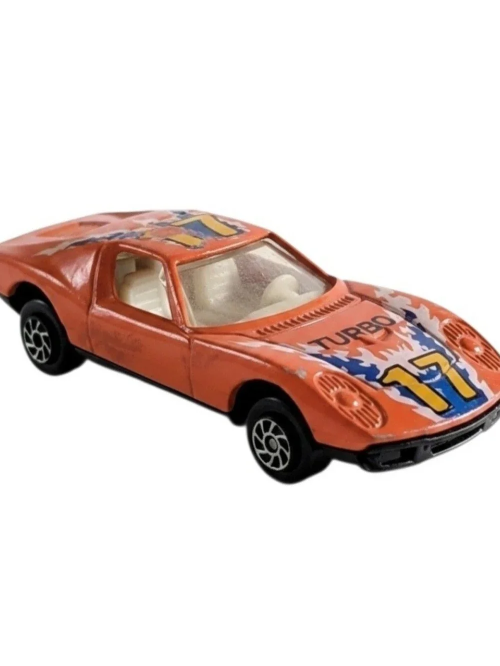 Yatming #17 Turbo Orange Lamborghini Miura Decal Tomica-sized Die-Cast 1:64 Toy.